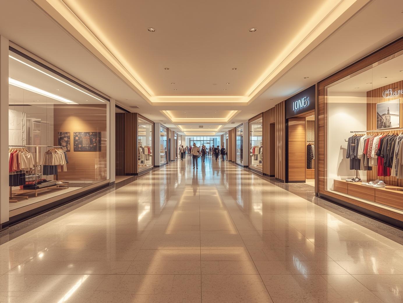realistic hallway in shopping mall